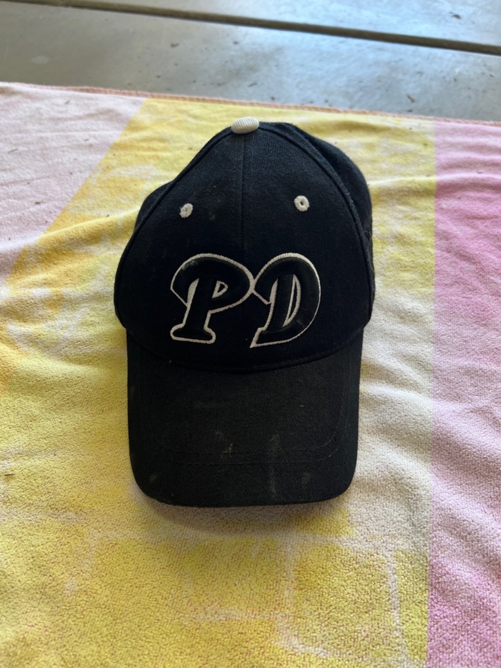 Vintage Palm Desert Black Baseball Cap with White 'PD' Embroidery